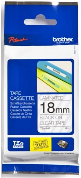 Original Beschriftungsband Brother TZe-141, 18mm x 8m, schwarz auf transparent