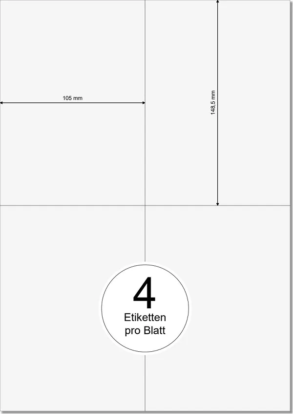 PRINTATION Papier-Etiketten Haft-PLUS (B105xH148,5mm=A6) 100xA4 à 4 Eti.