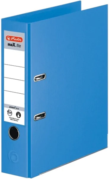 Ordner A4/8cm Plastiküberzug innen und außen hellblau Herlitz