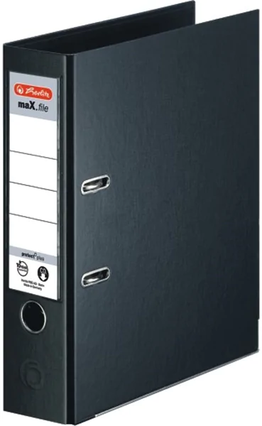 Ordner A4/8cm Plastiküberzug innen und außen schwarz Herlitz