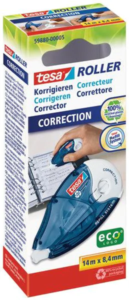 Korrekturroller Basisgerät mit Kassette nachfüllbar tesa Eco Logo, 14m x 8,4 mm