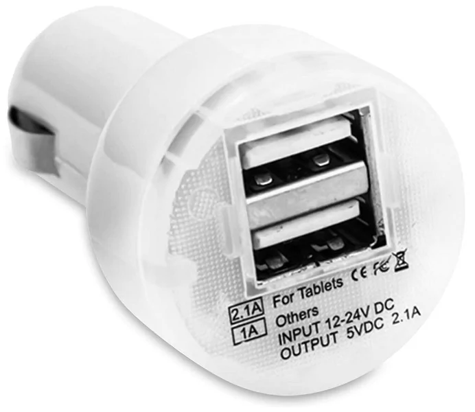 Dual USB Ladegerät für Kfz-Zigarettenanzünder, weiß, 2 Anschlüsse