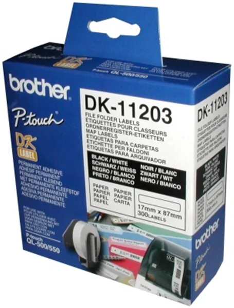 Original Einzel-Etiketten Brother DK11203, 17mm x 87mm, 300 Stück, weiß,