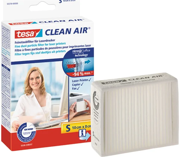 Feinstaubfilter Clean Air für Laserdrucker, Größe S 100 x 80 mm, tesa