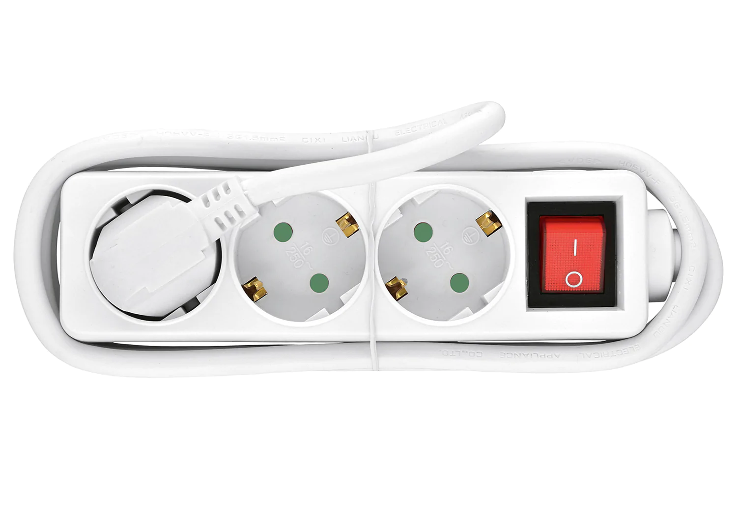 Dreifach-Steckdosenleiste mit Ein-/Aus-Schalter, weiß
