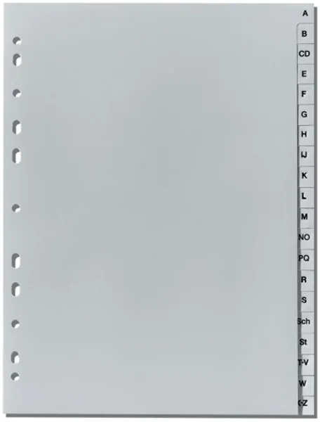 Register A-Z A4 Plastik PP-Folie Herlitz, 225x297mm volle Höhe, Eurolochung