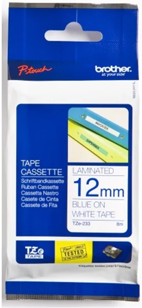 Original Beschriftungsband Brother TZe-233, 12mm x 8m, blau auf weiß
